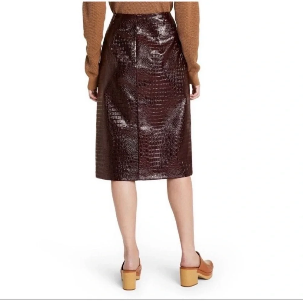 Rachel Comey X Target Faux Crocodile Skin Pencil Skirt In Chicory Coffee - Picture 3 of 7